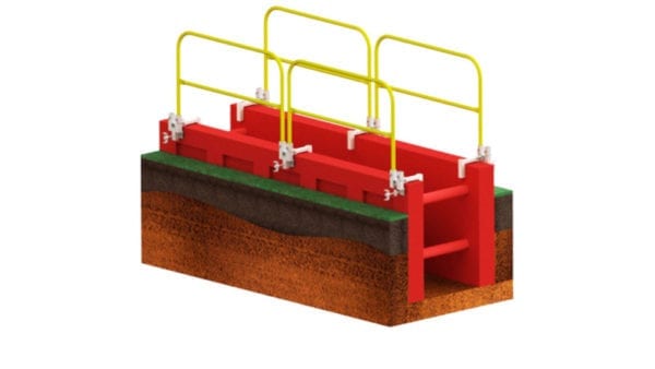 Garlock trench box clamp railing system
